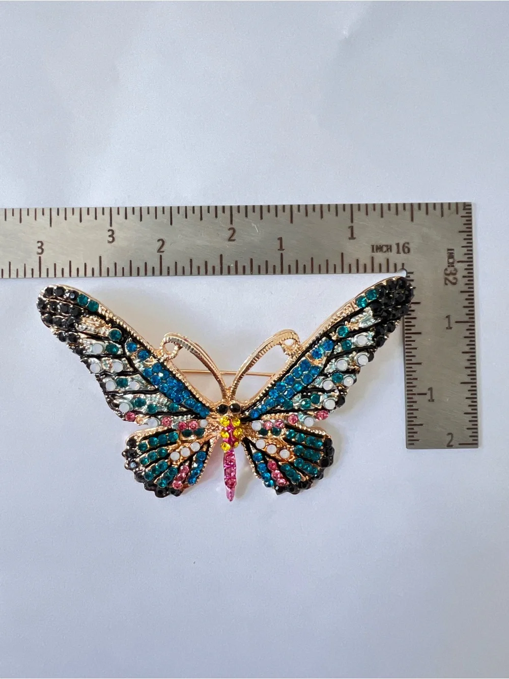 Multicolor Crystal Butterfly Brooch